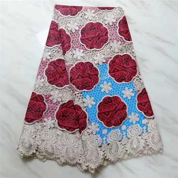 

Latest Ankara Lace Fabrics African Guipure Embroidery Water Soluble Lace With Wax Lace Embroidered Fabric For Nigerian Party