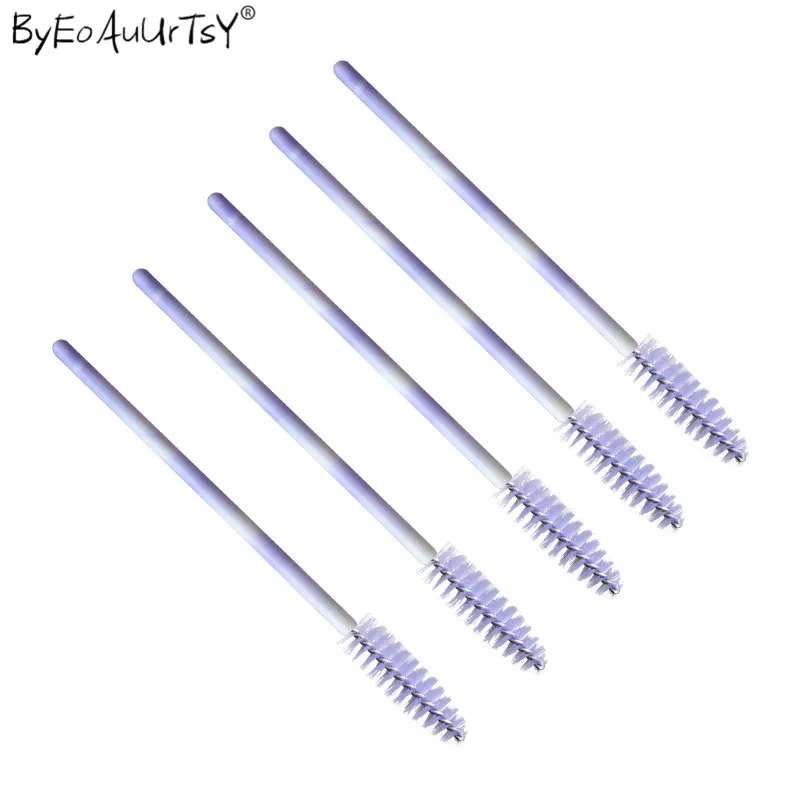 100pcs Disposable Mascara Wands Applicator Spoolers Eye Lashes Cosmetic Brush Eyelash Brushes Makeup Brushes Light Purple        (5)