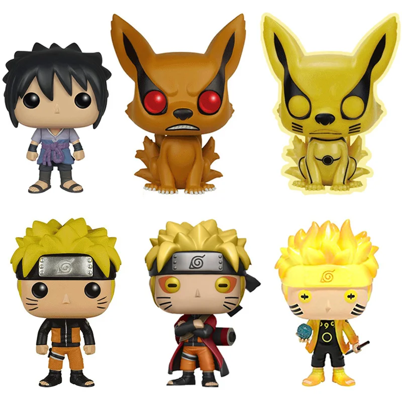 

Naruto Uzumaki Immortal Mode Uchiha Sasuke Naruto Fox Cartoon Doll Action Figure PVC Bobble Head Q Edition For Car Decoration
