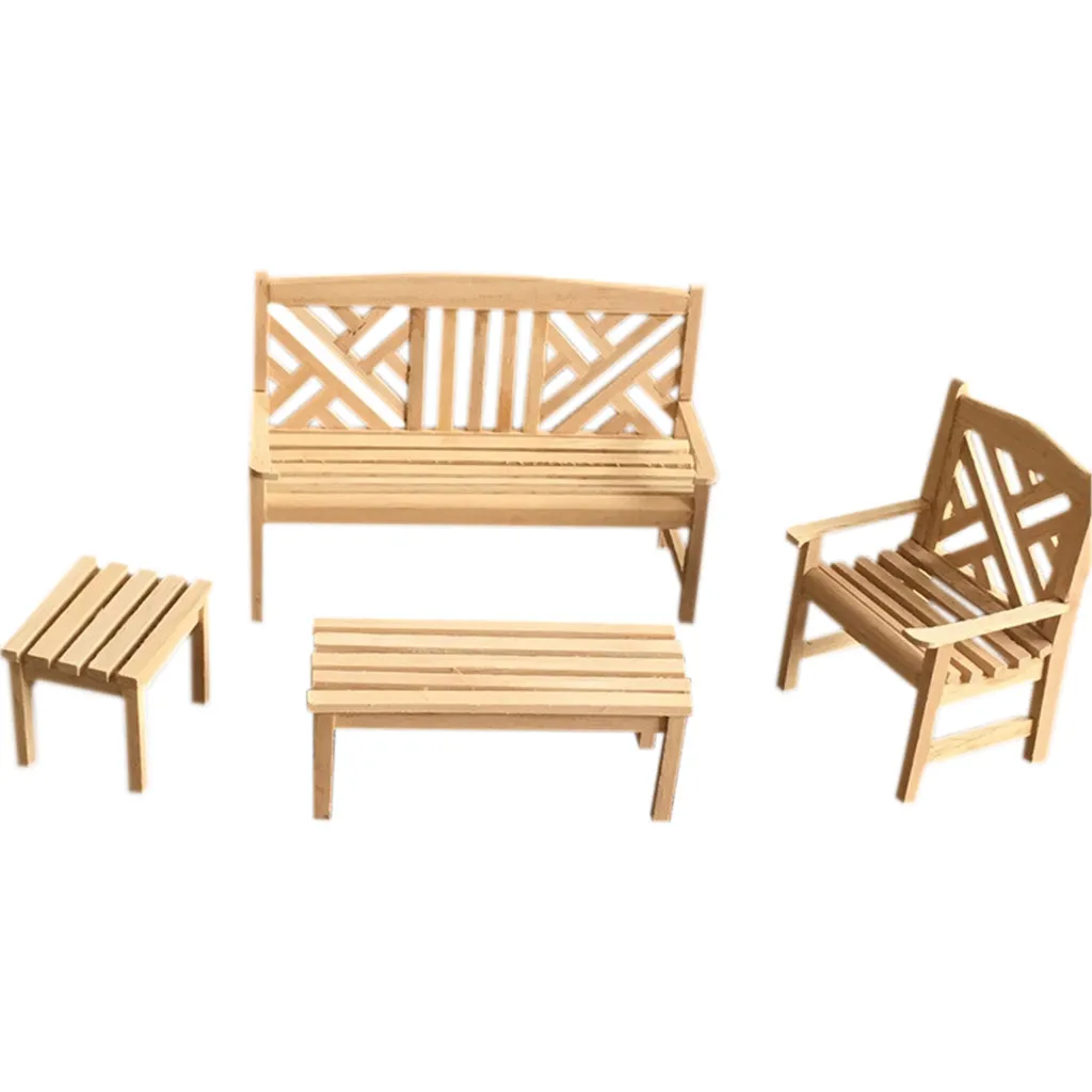 

1set Exquisite Cute Dollhouse Miniature 1:12 Beach Table Chair In Fairy Garden Living Room Kids Pretend Play Toy Miniature C624