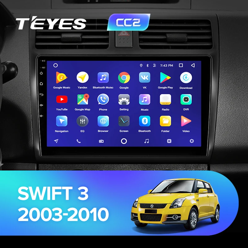 TEYES CC2 Штатная магнитола для Сузуки Свифт 3 Suzuki Swift 3 2003 2005 2008 2009 2010 Android 8.1, до 8-ЯДЕР, до 4+ 64ГБ 32EQ+ DSP 2DIN автомагнитола 2 DIN DVD GPS мультимедиа автомобиля головное устройство