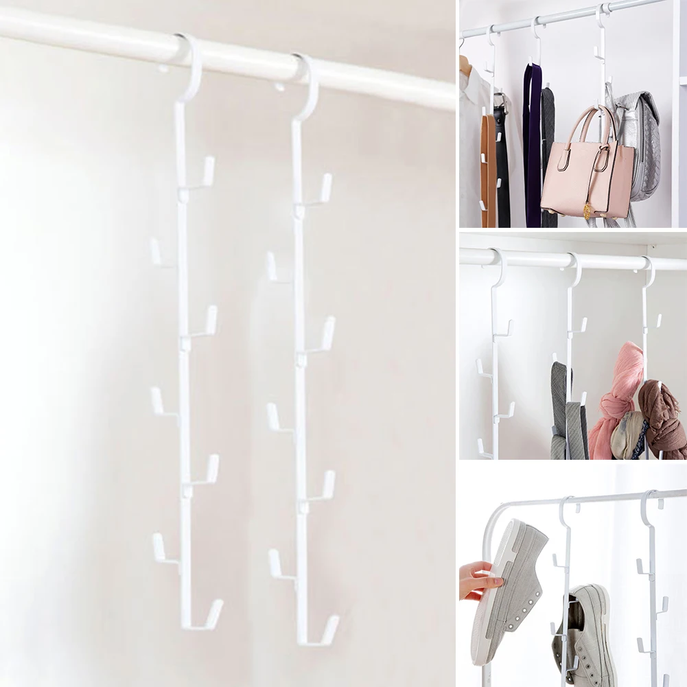 

Hanging Hooks Vertical Home Organizer Hat Clothes Towel Save Space Kitchen Storage Rack Multipurpose Holder Bags Scarf Closet