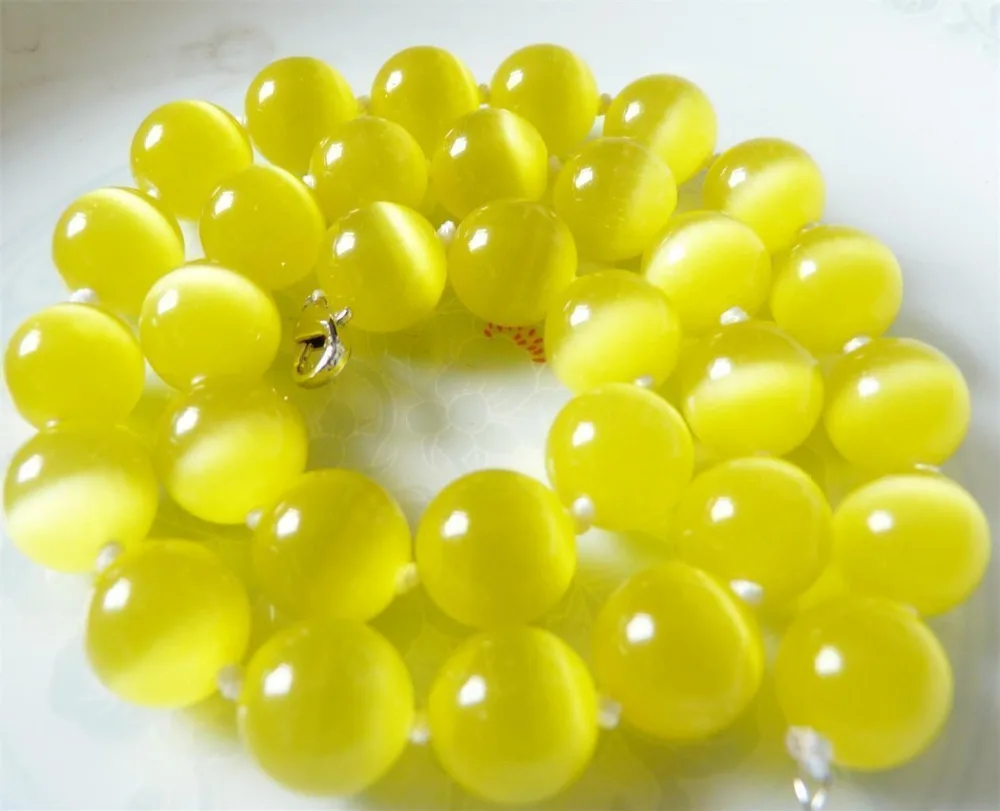 

Lovely 6-12mm Shiny Yellow Mexico Opal Beads Around Necklace 17''