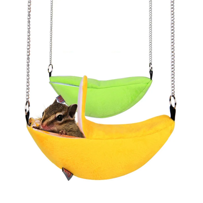 

Cute Banana Shape Rat mouse Living Nest House Plush Cotton Hamster Warm House Hammock Hanging Tree Beds Hamster Accessories