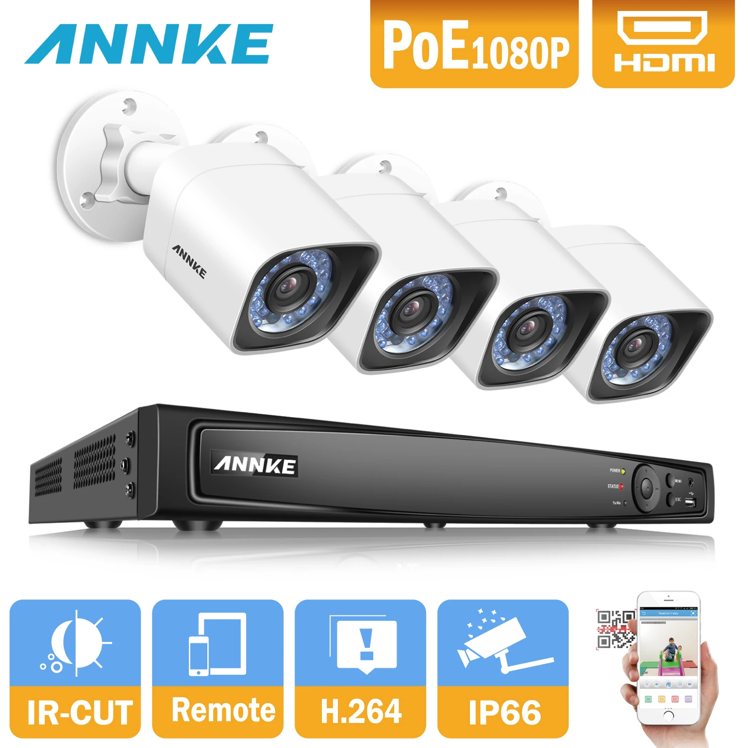 ANNKE 8CH 6MP NVR 1080P 2MP Outdoor Home Security IP Camera POE System WDR Video