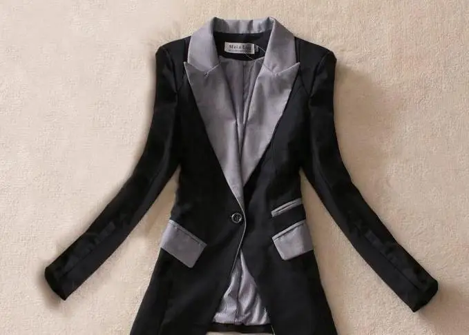 XXXL Новая мода Весна-осень Верхняя одежда женщин Тонкий Длинный блейзер черный серый Офисные женские туфли пальто
