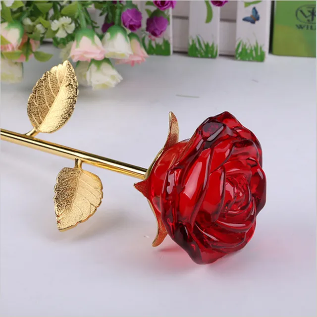 romantic love crystal rose crafts 3d elegant glass flower ornaments wedding decoration valentines day gift home - Glass Flowers romantic love crystal rose crafts 3d elegant glass flower ornaments wedding decoration valentines day gift home - Glass Flowers