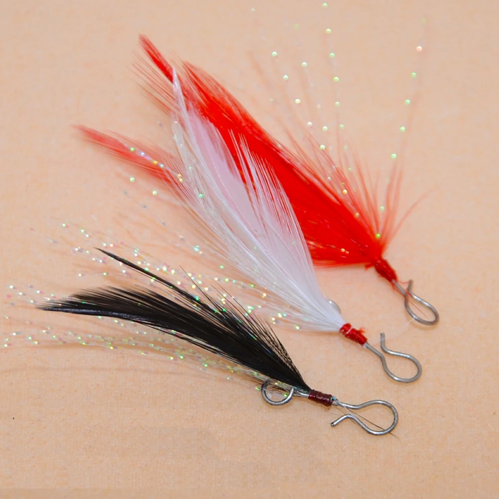 

10pcs Feather with Luminous Skirt Tail fishing tackle Hook Assist for Hard bait Jigging Lures Swimming Soft bait Metal Jig