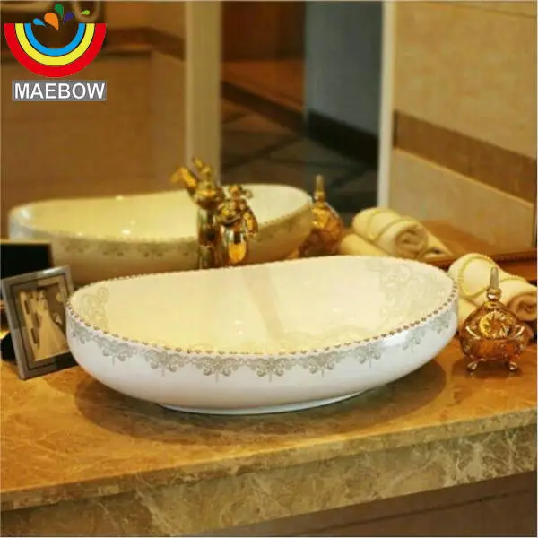 

MAEBOW Modern Artistic Ceramic Oval Coutertop Bathroom Sink Wash Basin