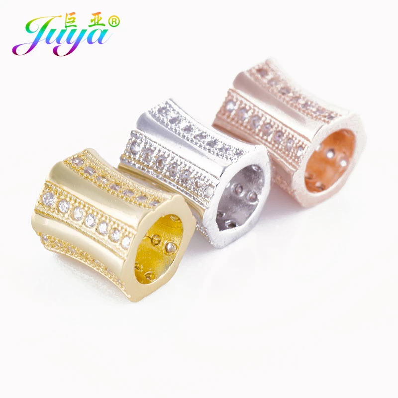 

European Charm Beads Micro Pave Crystal Spacer Metal Beads For Women Men Original Charm Bracelets Jewelry Making