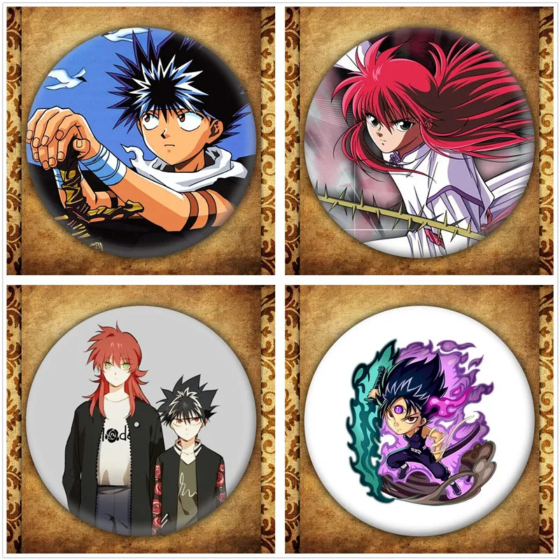 Короткая футболка с героями из японского аниме YuYu Hakusho бейдж дисплеем модные