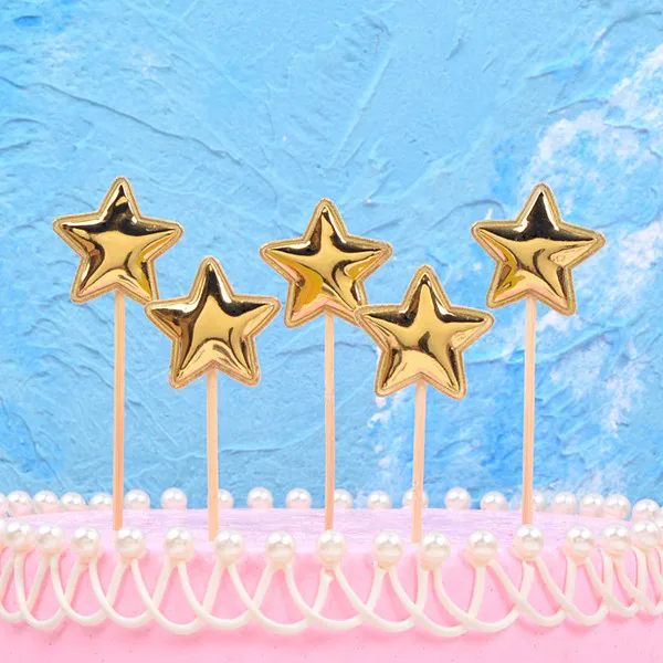 25 шт./партия, милый топ для торта с изображением пирожного на день рожденья, Детские флажки для душа вечерние свадебные украшения Микки - Цвет: Gold Star