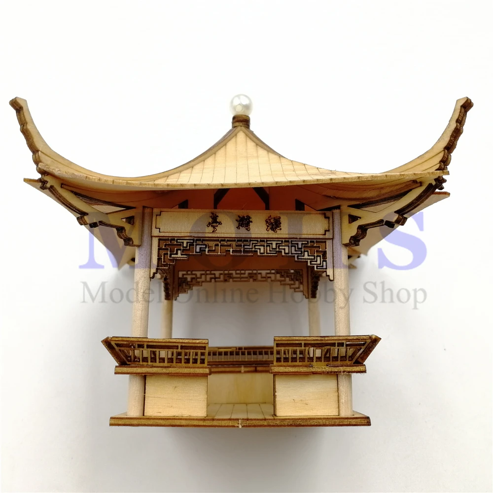 

Chinese traditional scale wooden building model LVYI Pavilion Laser Carving Architectura Model DIY Building Model Kits