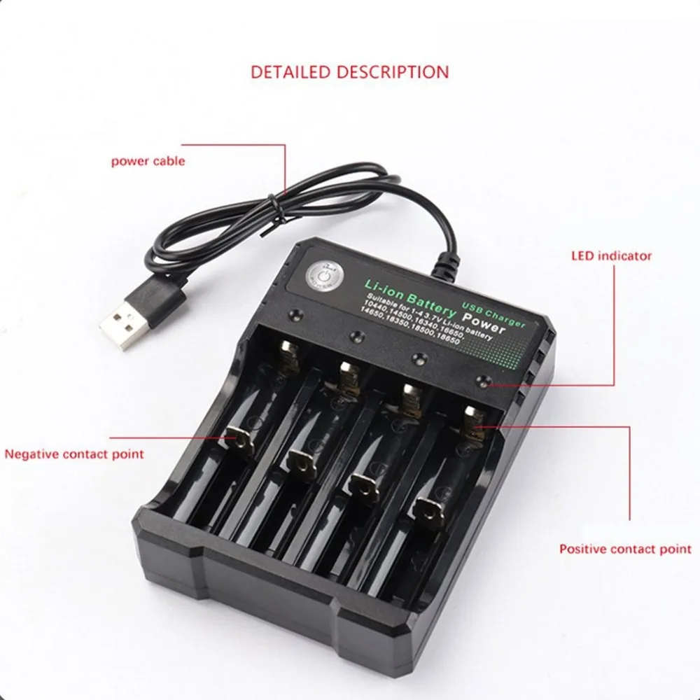 Зарядное устройство для 3,7 в 18650 14500 16340 26650 батареи 2/4 портов зарядное устройство с USB вилкой аксессуары для электроинструмента