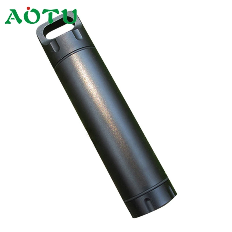 Aotu Outdoor Container Keyring Waterproof Large Aluminum Pill Box Case Bottle Holder D | Спорт и развлечения