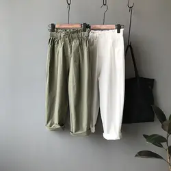 2019 летние новые брюки на пуговицах женские офисные брюки Harajuku с высокой талией свободные хип-хоп брюки женские зеленые брюки на лодыжке