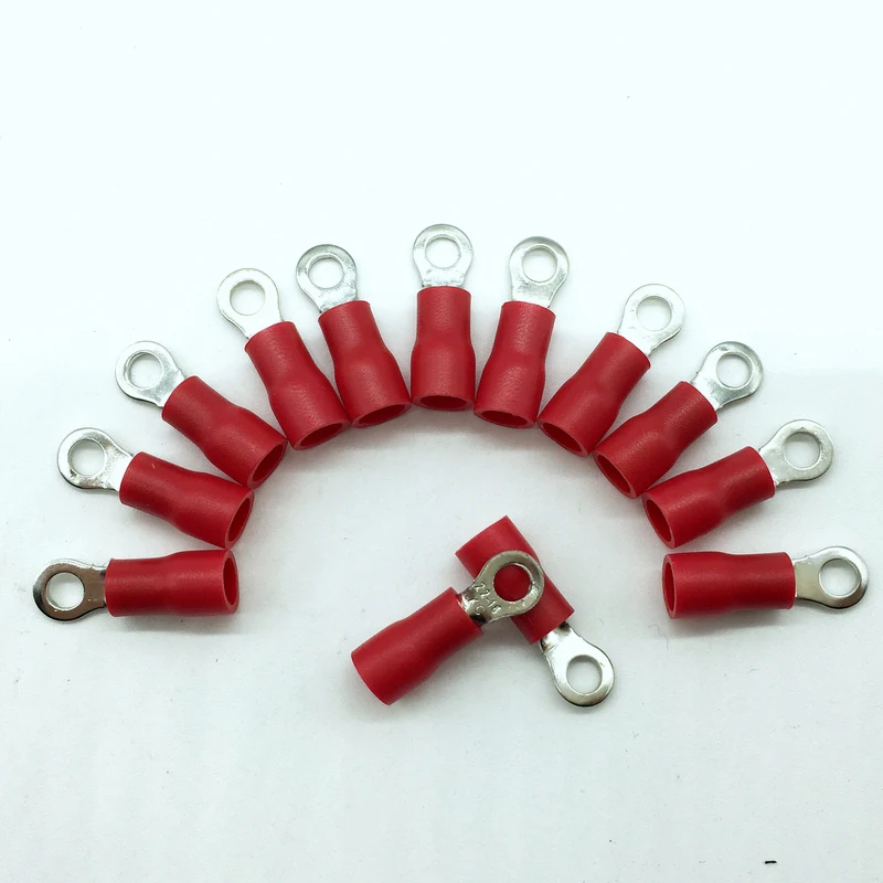 

free shipping100pcs RV1.25-4 Insulated ringTerminals Electrical Crimp Connector