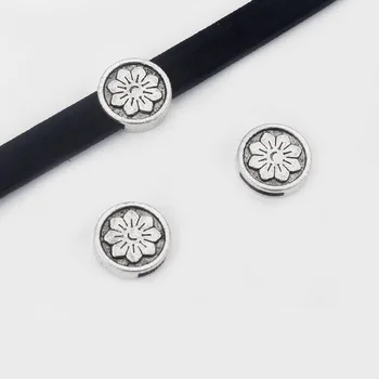 

10pcs Flower Slider Spacers 10x2mm For 5mm 10mm Flat Leather Cord Jewelry Accessories