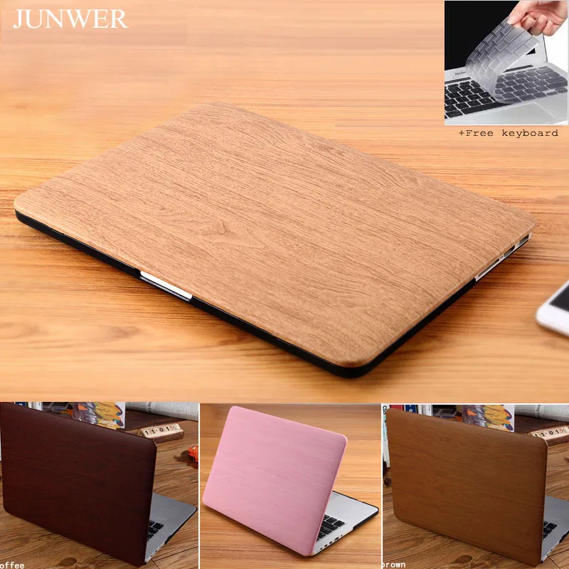 JUNWER 2017 Wood PU Leather Case For Macbook Air Pro