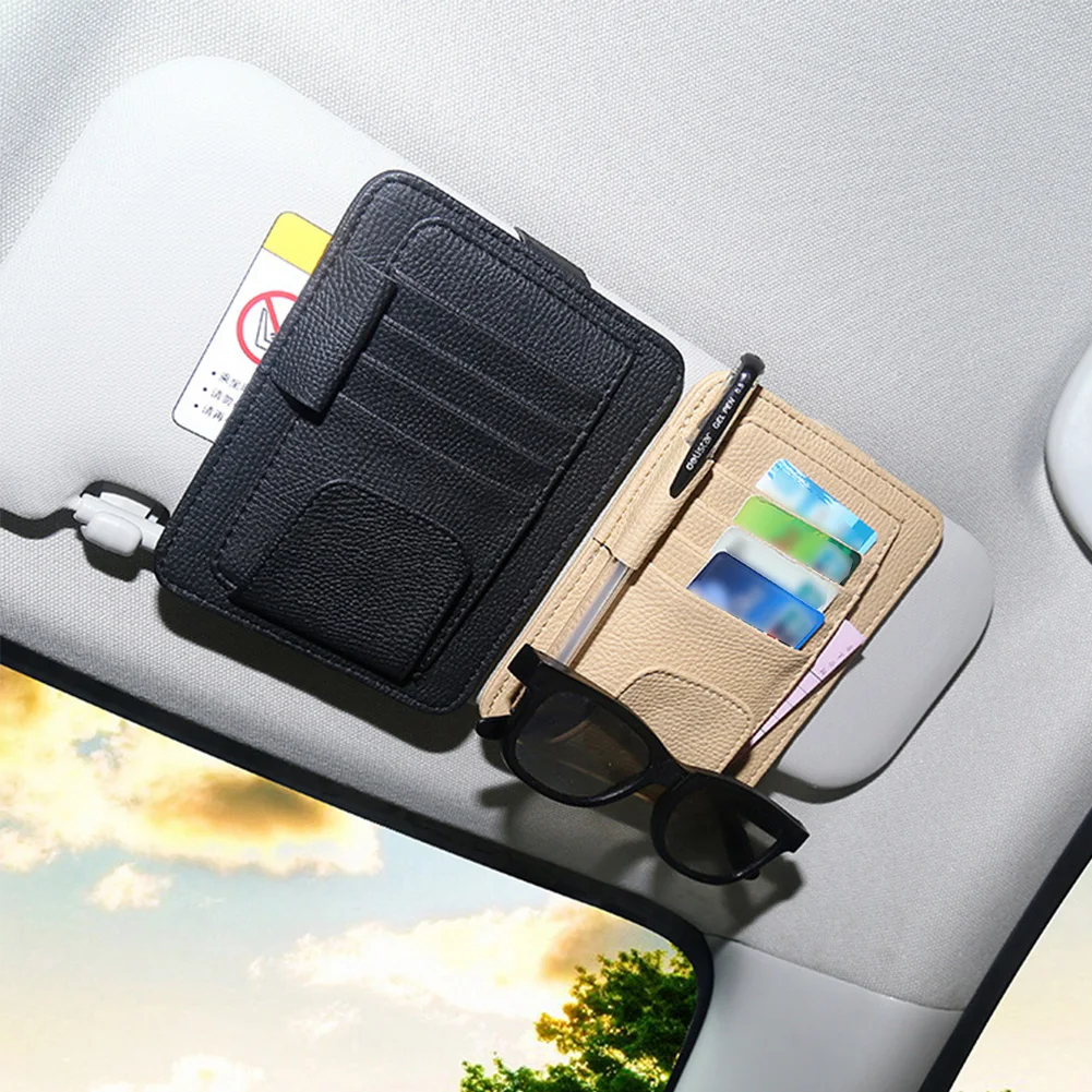 

Anti-wear PU Leather Organizer Simple Storage Pouch Auto Part Durable On Sun Visor Multifunctional Modern Car Accessories