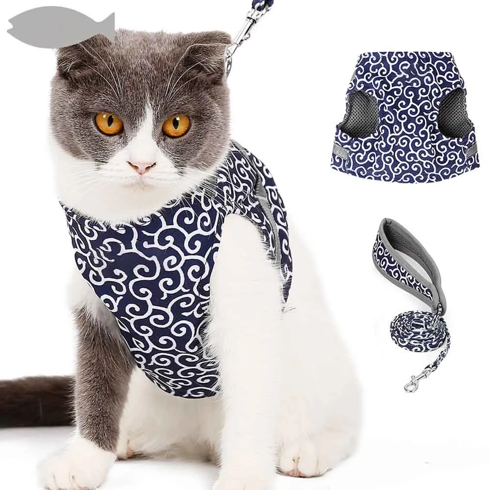 Кошка прогулочная куртка шлейка и поводок питомцы, щенок, котенок одежда Регулируемый жилет для кошек маленькие собачки Чихуахуа йоркки
