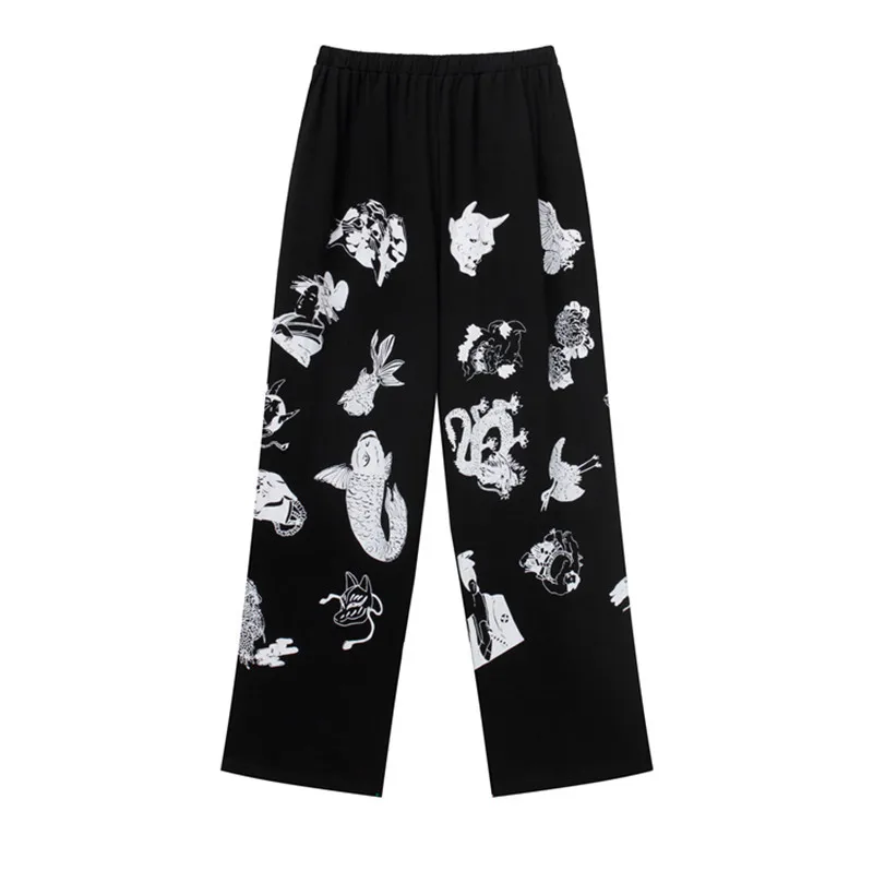 Women Men Summer 2 Piece Set (tshirt+pant) Female Streetwear Hip Hop Loose Casual Print Short Sleeve T Shirt Straight Trousers