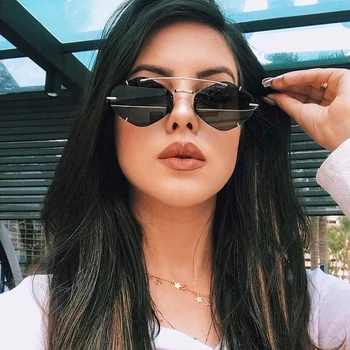 

JackJad 2019 Fashion Polygon Metal Style Rimless Sunglasses Women Cool Spike Rivets Brand Design Sun Glasses Oculos De Sol S9045