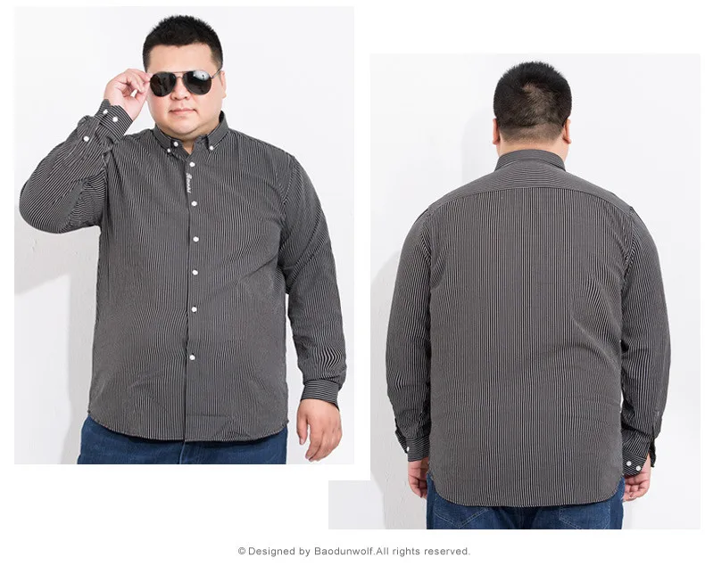 Большой 8XL 6XL 5XL Новая Осенняя Модная брендовая мужская одежда Slim Fit Мужская рубашка с длинным рукавом мужская полосатая хлопковая