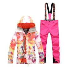Аутентичный gsousnow женский лыжный костюм корейский открытый ветрозащитный теплый дышащий для альпинизма, сноуборда костюм цвет Шпона Двойной доски