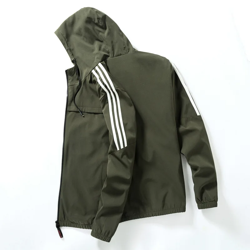 

New Men Stripe Running Jacket Hoodie Windproof Outdoor Sport Jacket Spring Autumn Cycling Bike Bicycle Clothing Coat Clothes