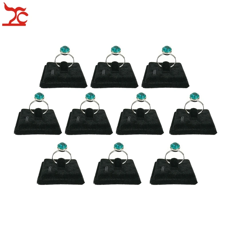 Big sale 10Pcs Mini Black Velvet Square Ring Sheet Holder Magnet Ring Organizer Storage Display Case Holder Stand 4*4cm