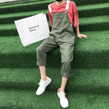 

2019 New Korean version of the couple's bib Men's Plus Size Overalls Fashion Casual Student Pants