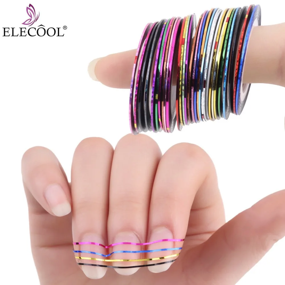 ELECOOL 30 Colors Mixed Glitter Nail Art Striping Tape Line DIY Manicure Decoration Tools Nail Sticker For Woman Lady ELECOOL 30 Colors Mixed Glitter Nail Art Striping Tape Line DIY Manicure Decoration Tools Nail Sticker For Woman Lady