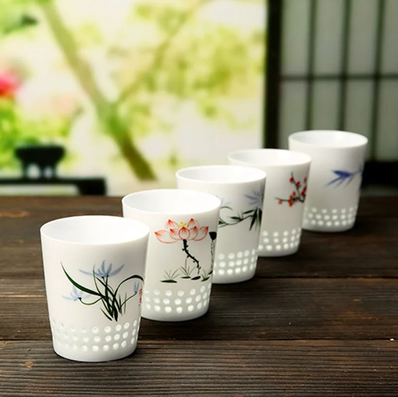 Image Kung Fu Tea Set China Ceramics Teacup Hand Painted Orchid Master Cup Pottery and Porcelain Coffee Mug Japanese Wine Glasses New