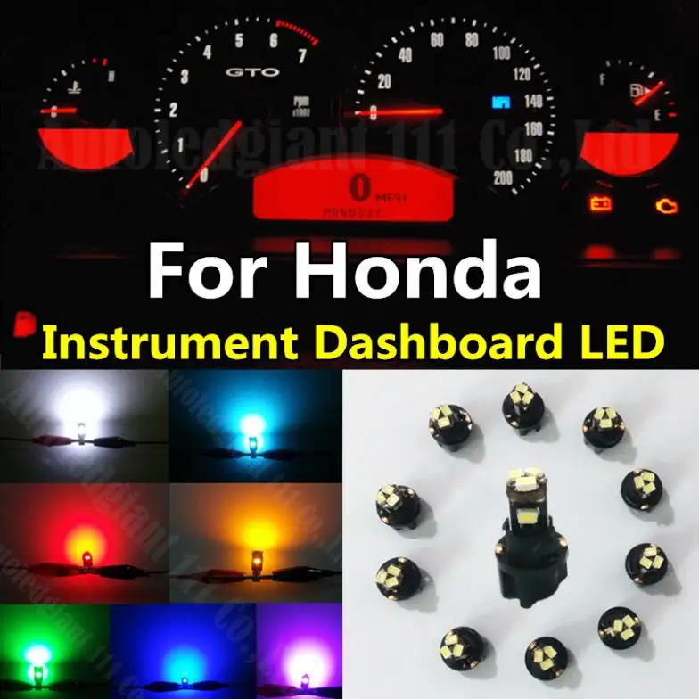 10 piezas Blanco Rojo Azul Tablero T5 LED Socket Instrumento Panel Bombilla Para Honda Accord Cívico CR V Fit Elemento piloto|bulb string light|bulb redbulb - AliExpress