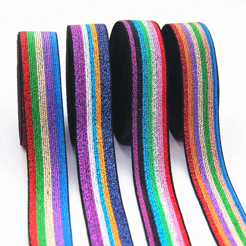 Rainbow Hot Stamping Elastic Bands 2.5cm Rubber Ribbon 25mm Spandex Band Kids Hair Headband