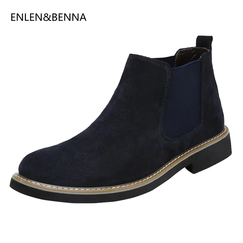 

2017 Autumn Men Ankle Boots High Quality Genuine Leather Men Chelsea Boots Black Causal Shoes Rubber Boots For Men Dress Shoes
