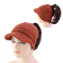 LDSLYJR зимняя красочная косичка вязанная хлопковая бейсболка Регулируемый бейсболка кепка для женщин 130