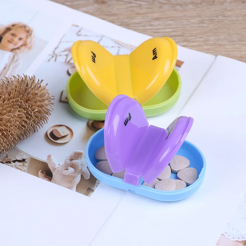 

2 Cells Splitter Portable Tablet Pill Box Case Medicine Organizer Holder Container Easy To Carry For Travel 4.5*8*2cm