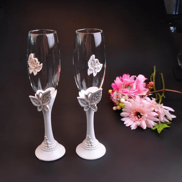 beautiful butterfly wedding champagne glass set decor hanap red wine cup glasses bride groom marry cups - Glass Decorations beautiful butterfly wedding champagne glass set decor hanap red wine cup glasses bride groom marry cups - Glass Decorations