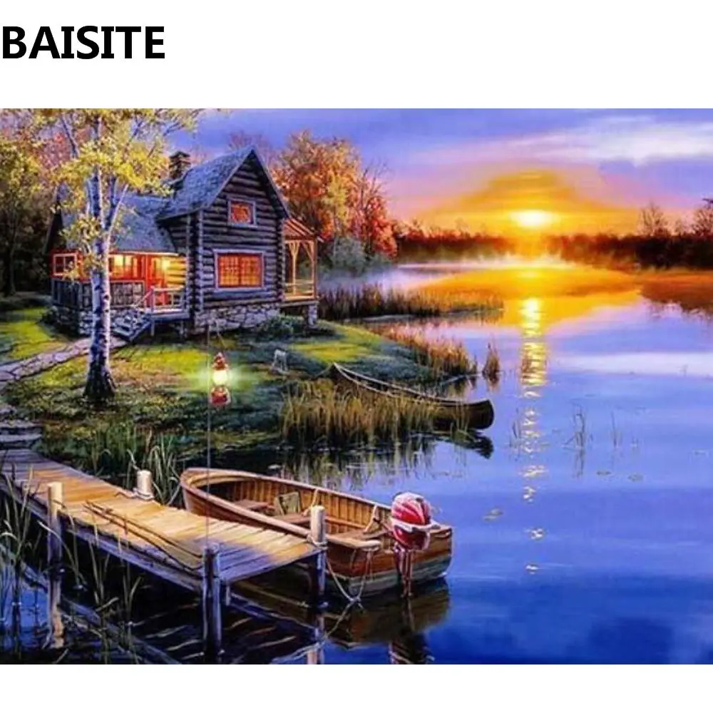 

BAISITE DIY Framed Oil Painting By Numbers Flowers Pictures Canvas Painting For Living Room Wall Art Home Decor C153