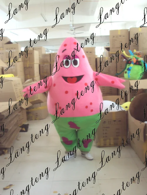 Pink star Cartoon mascot costume for adults christ...