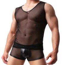 Новое сексуальное Сетчатое Мужское нижнее белье костюм сетчатый жилет боксеры дышащие быстросохнущие мужские трусы дропшиппинг