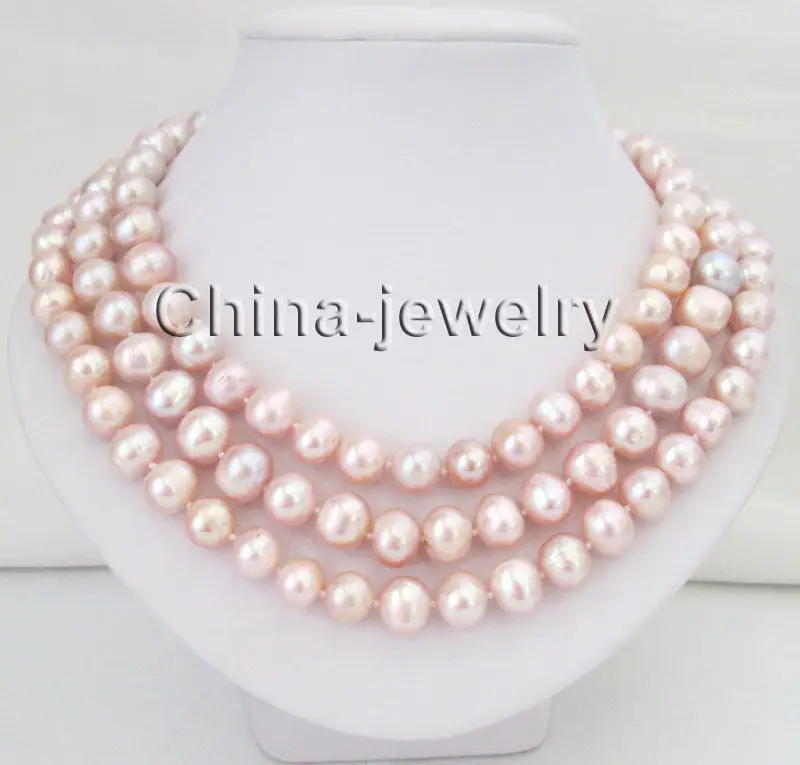 P7660 - 50&quot 9-10mm long strand natural purple freshwater pearl necklace GP | Украшения и аксессуары