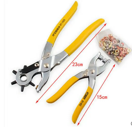 1 set New Revolving Leather Hole Puncher Pliers Eyelet Pliers Heavy