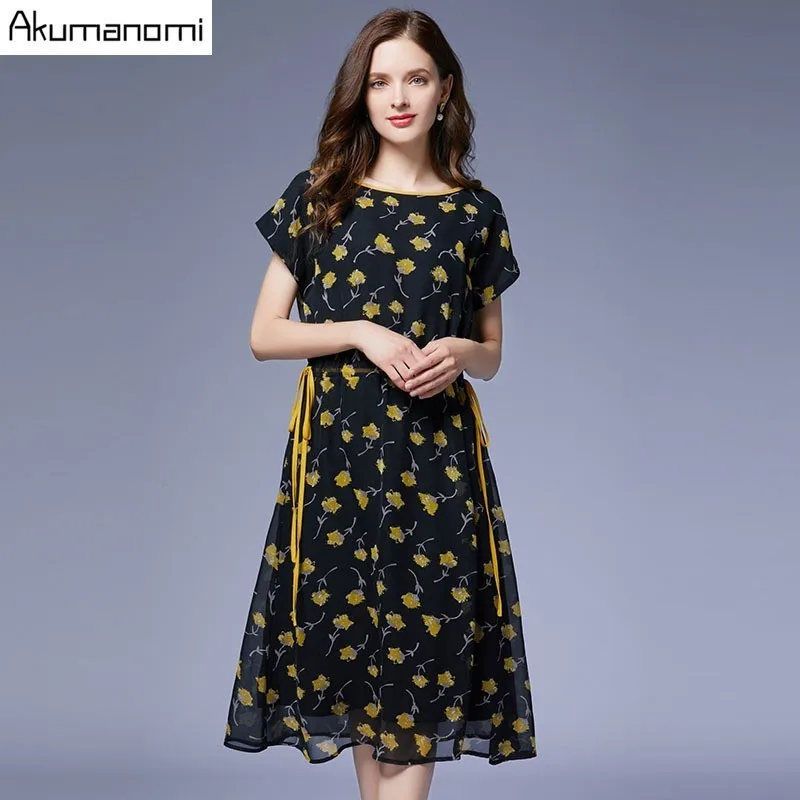 

Chiffon Dress Women Summer Plus Size 5xl O-neck Short Sleeve Blue Long Floral Party Dress Free Shipping Vestidos De Verano Robe