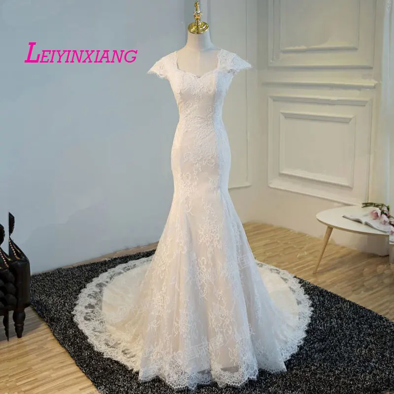 

2017 New Arrival Elegant Modern Sexy Mermaid Style Wedding Dresses Vestido De Noiva Backless Customized Beach Wedding Gown Lace
