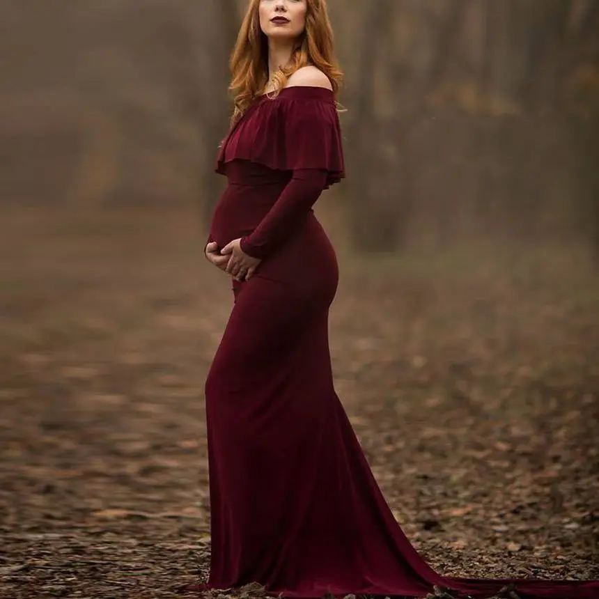 Fashion Maternity Dress Suit Maternity Photography Props Pregnancy Woman Maxi Long Gown Clothes 