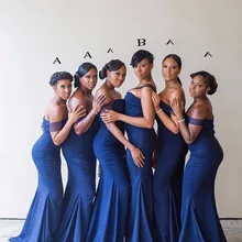 Royal Blue Satin Mermaid Off The Shoudler Elegant Free Shipping Long Women Bridesmaid Dress 2017 Wedding Party Dresses