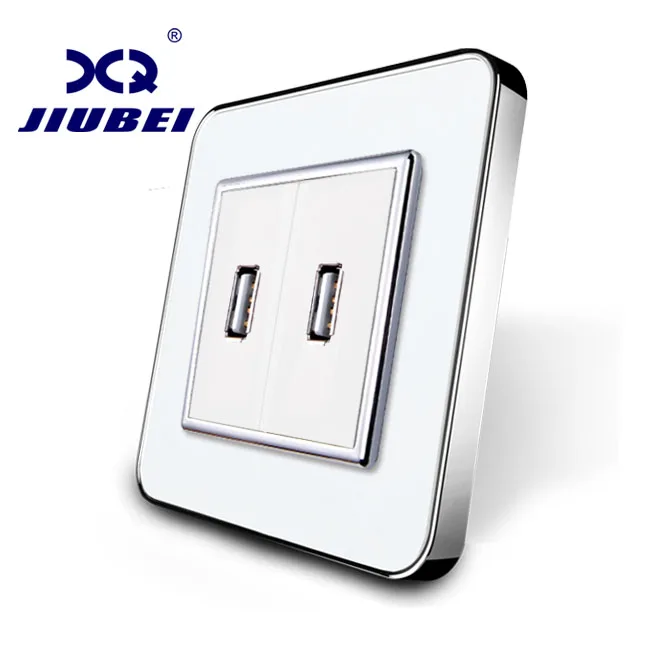 

Jiubei White Crystal Glass Panel, One Gang USB Plug Socket / Wall Outlet SV-C701UU-11